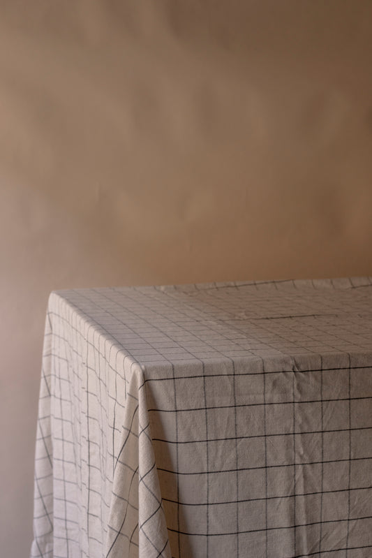 oat coloured check cloth