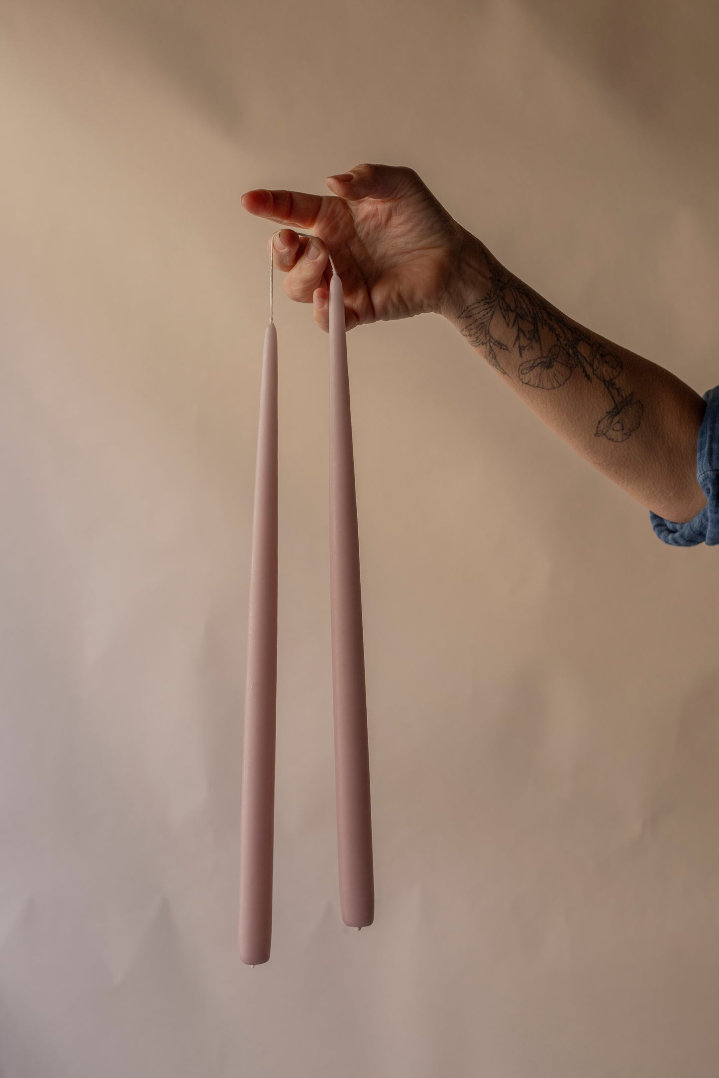 Rosa Malva taper dinner candles