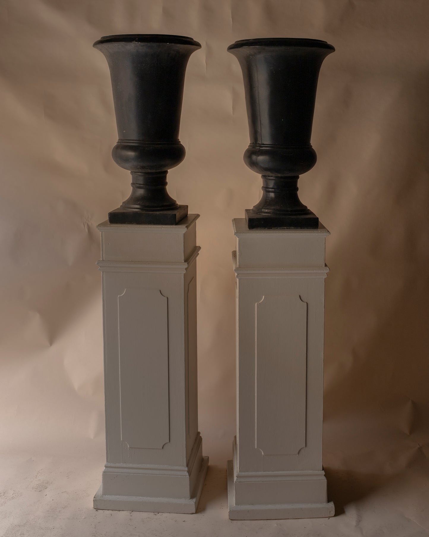 Black fibreglass large urns