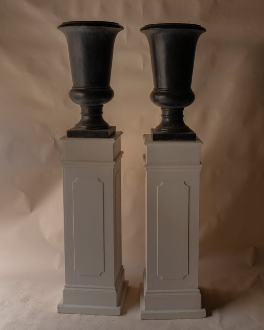 Black fibreglass large urns