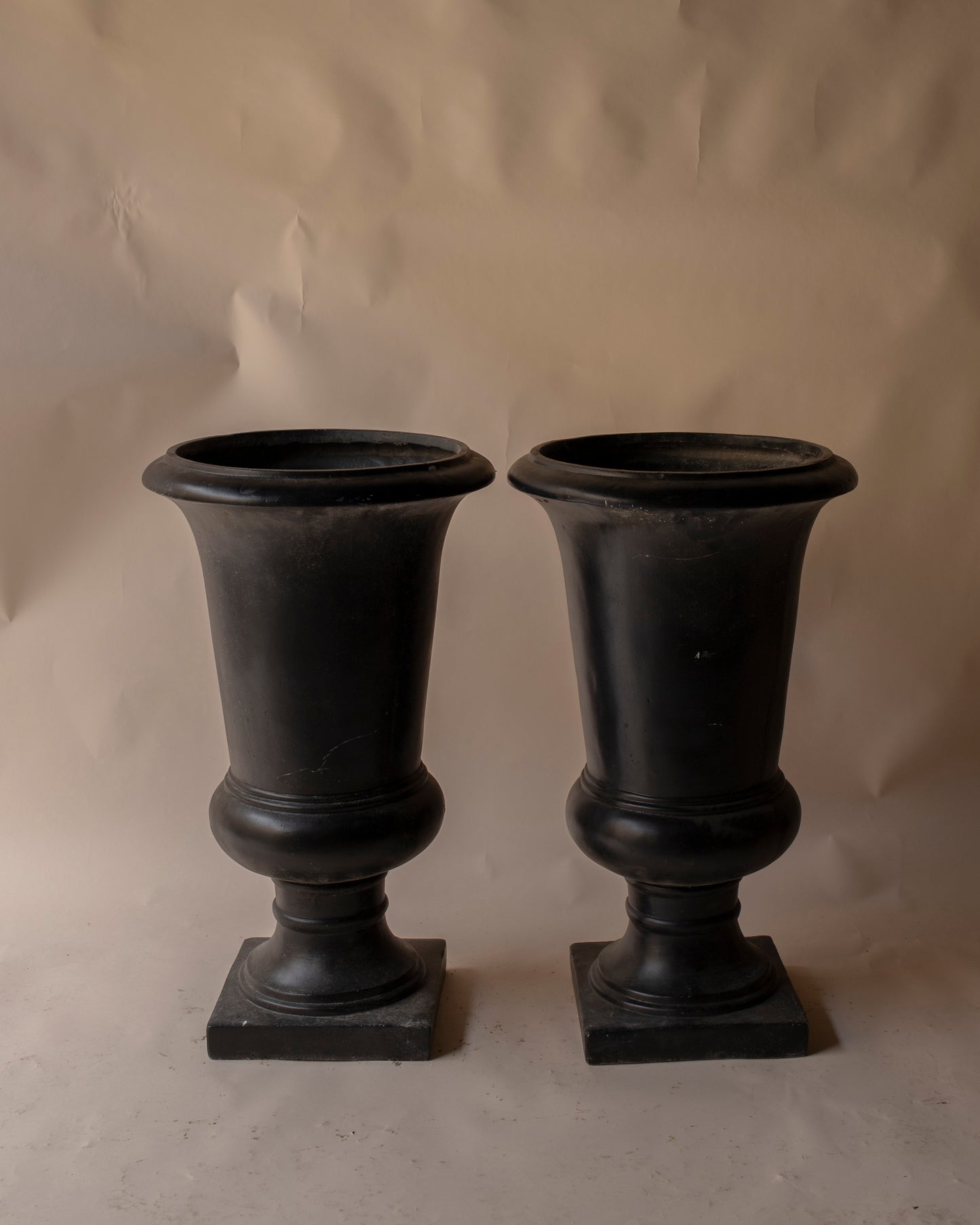 Black fibreglass large urns