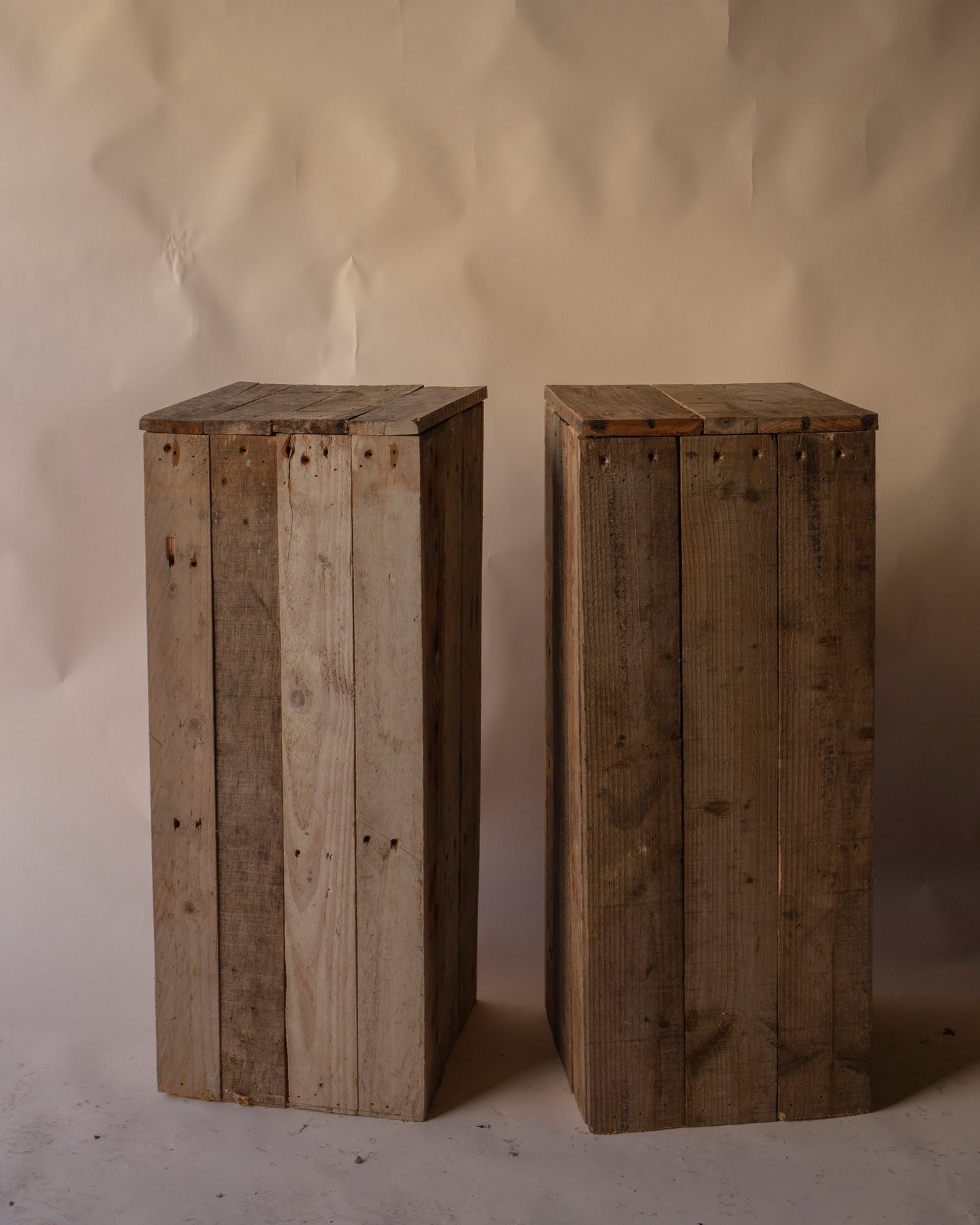 Wooden plank plinths