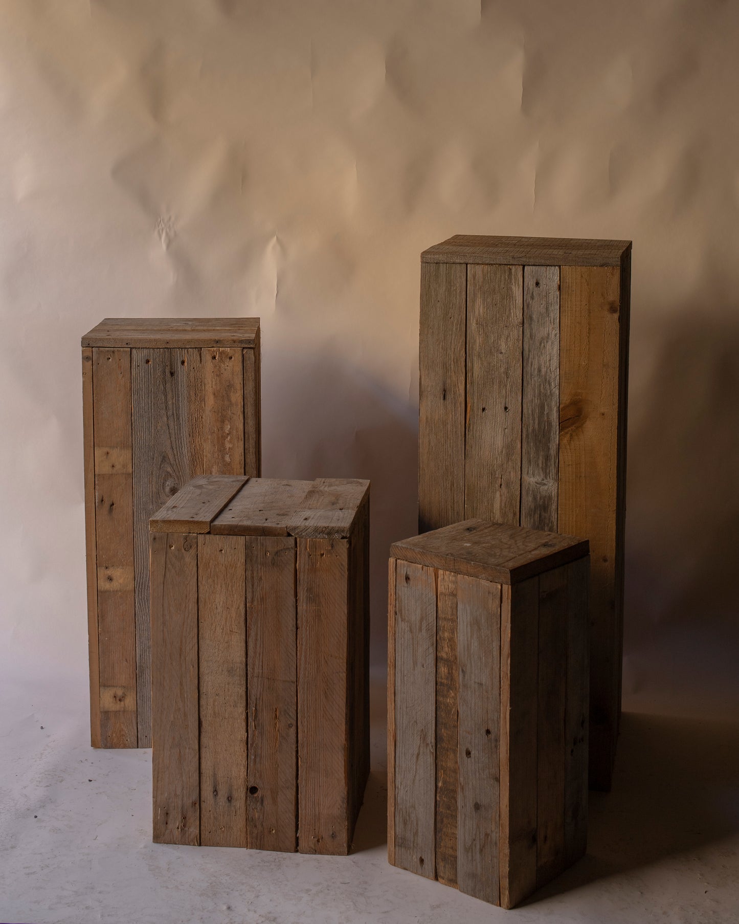 Wooden plank plinths