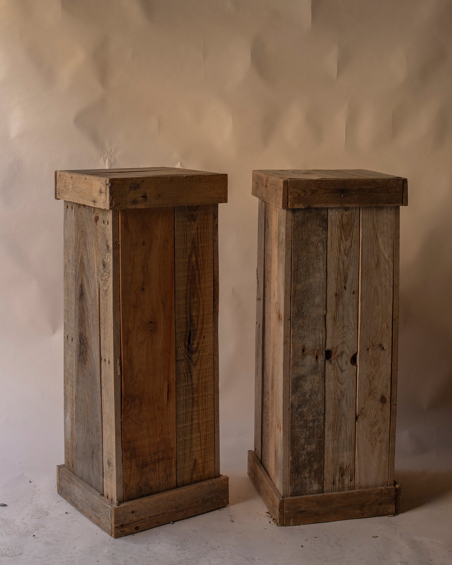 Wooden plank plinths