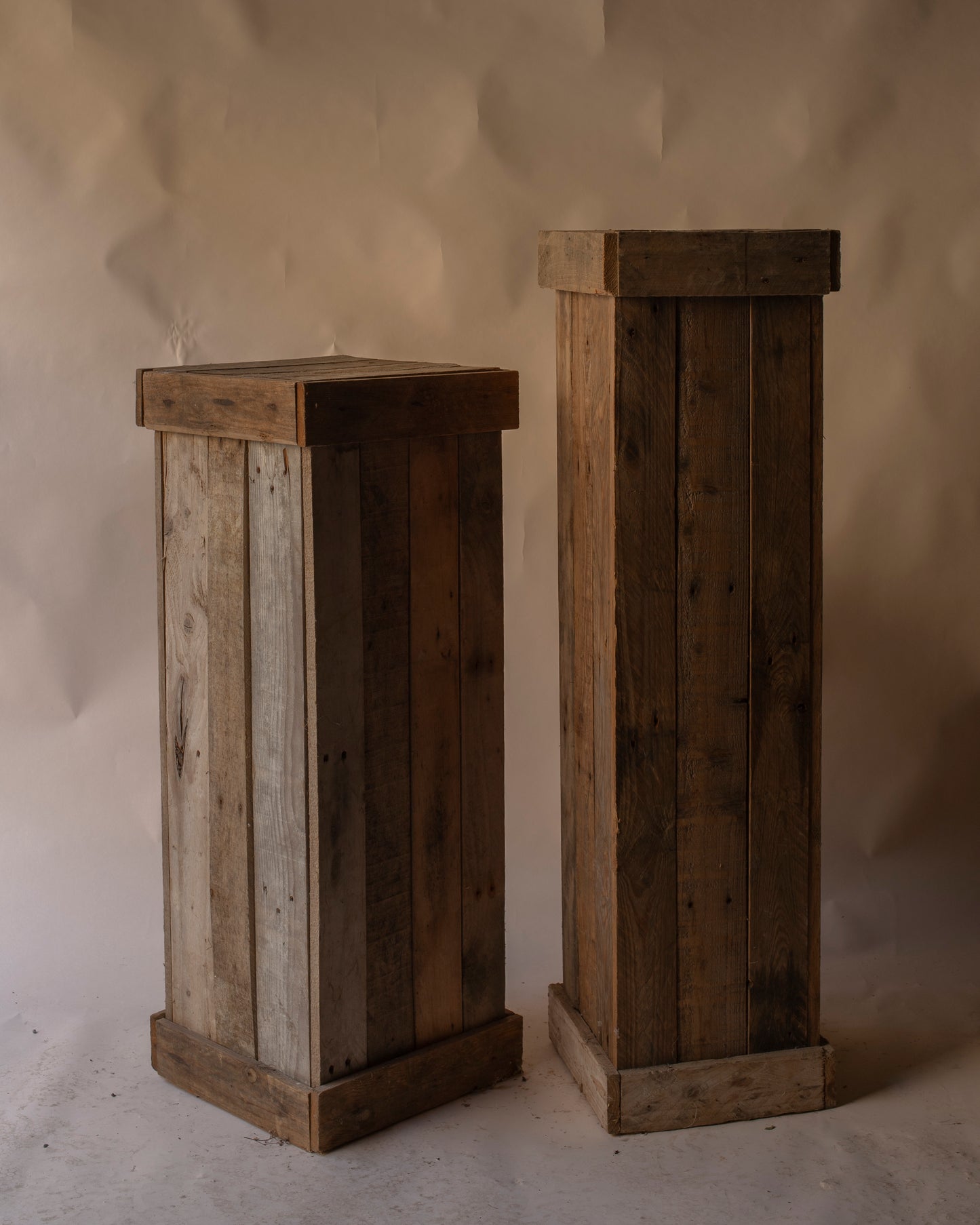Wooden plank plinths