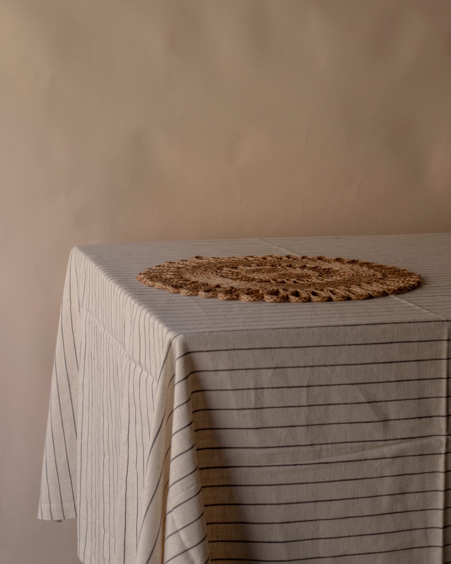 oat coloured striped cloth