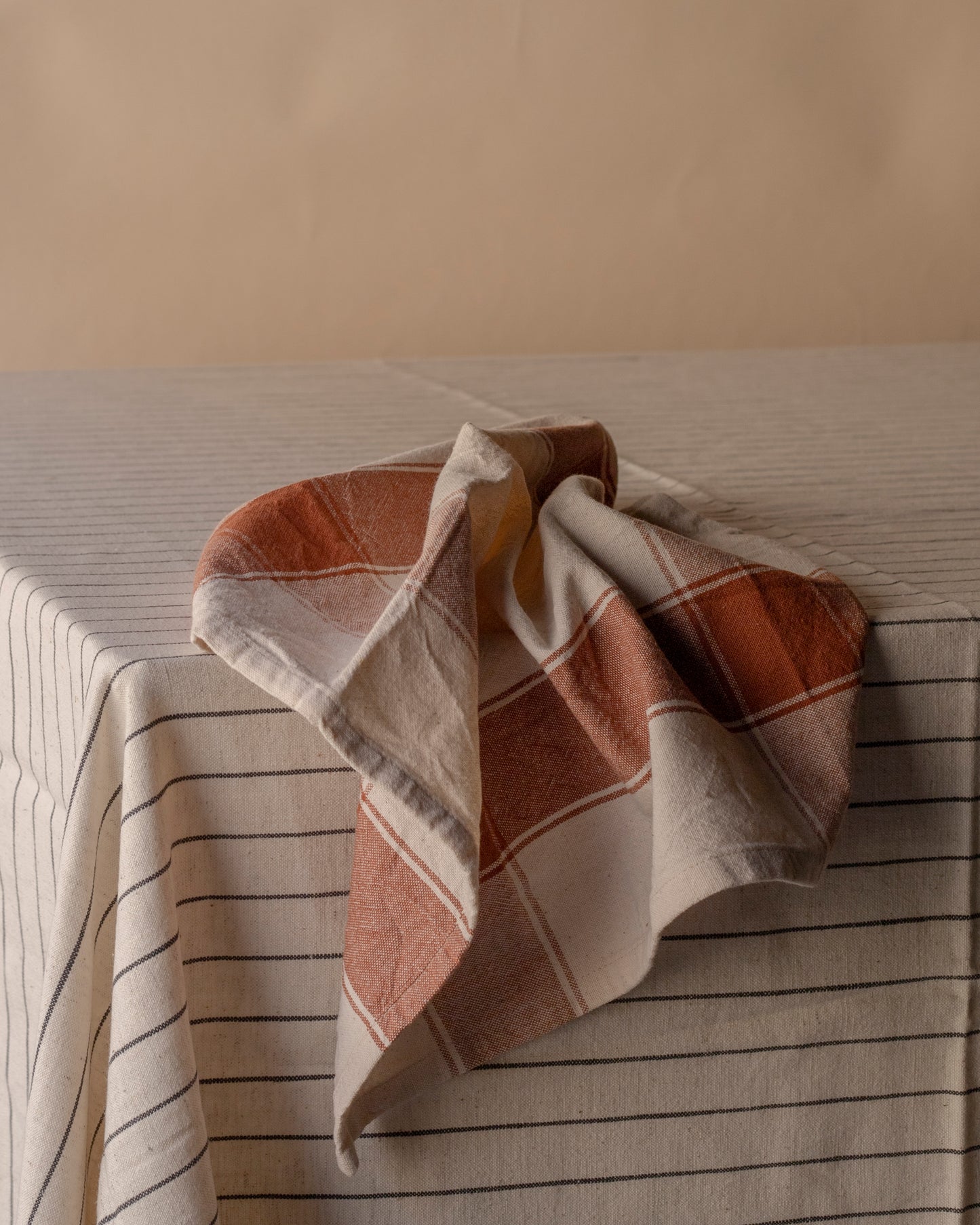 oat coloured striped cloth