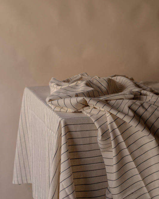 oat coloured striped cloth