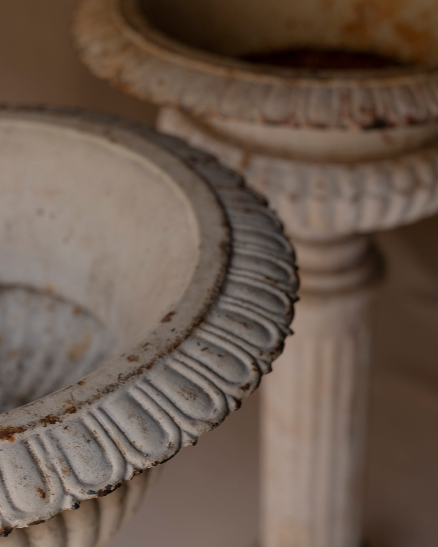 Vintage column cast iron urns