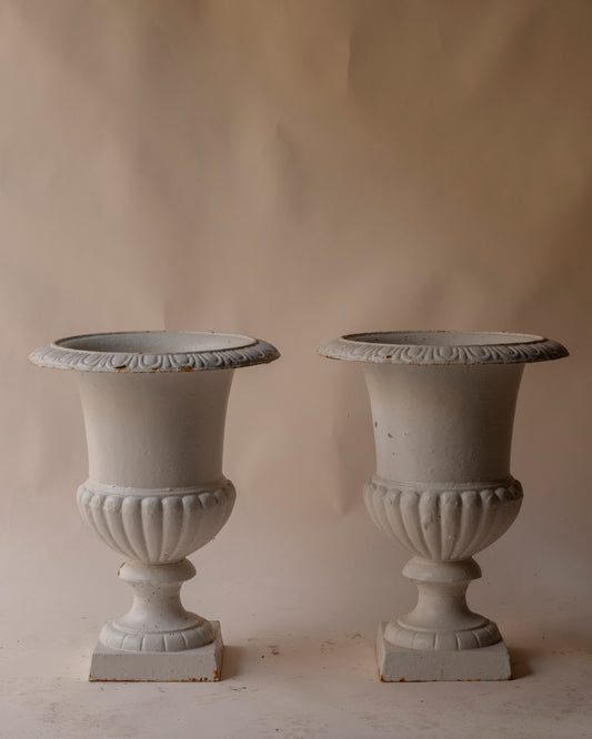 medium white cast iron urn