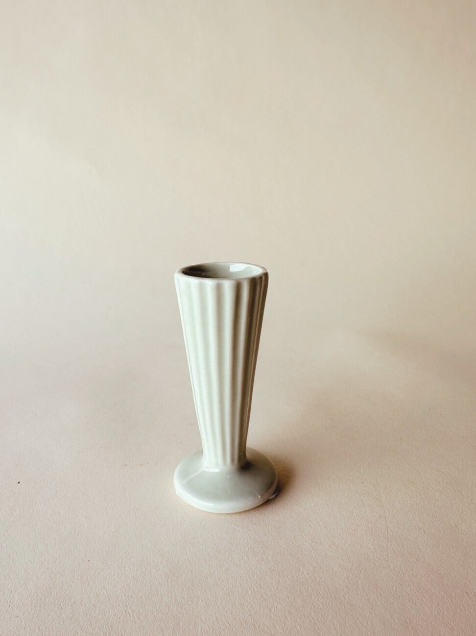 Pale green pottery bud vases ~ mini