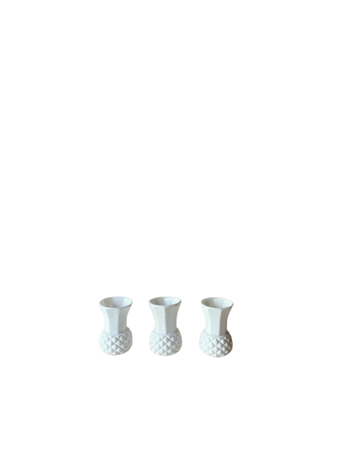 Mini white pineapple bud vases