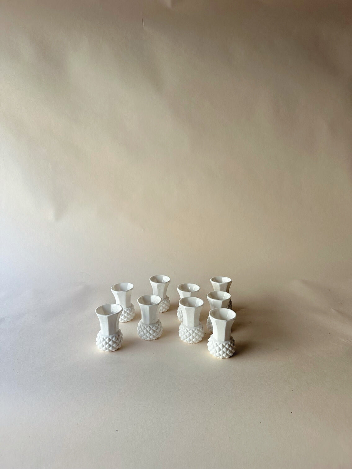 Mini white pineapple bud vases
