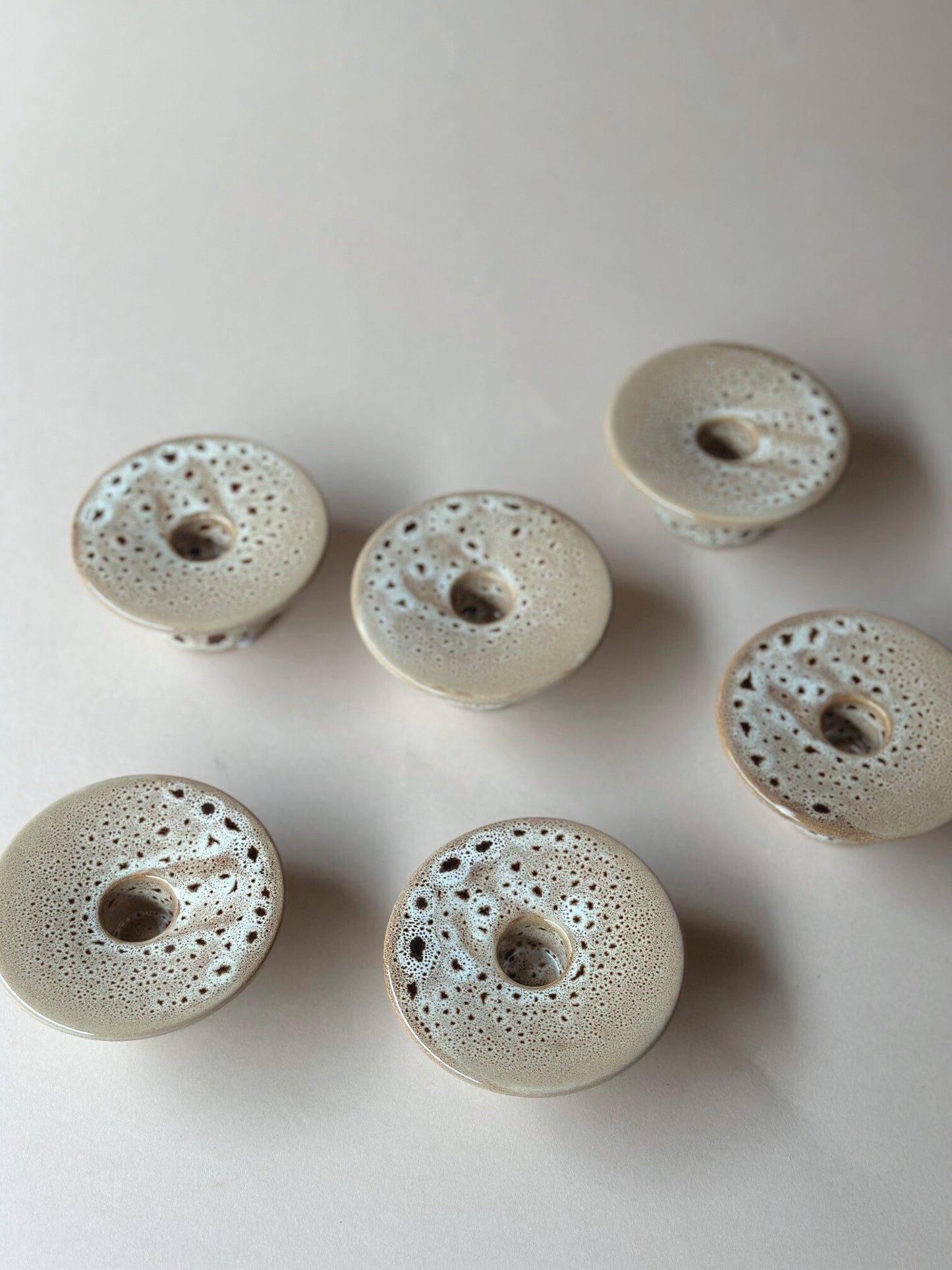 Mottled stoneware candleholder