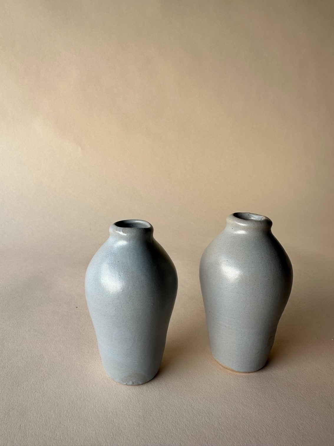 Blue ceramic bud vases ~ mini
