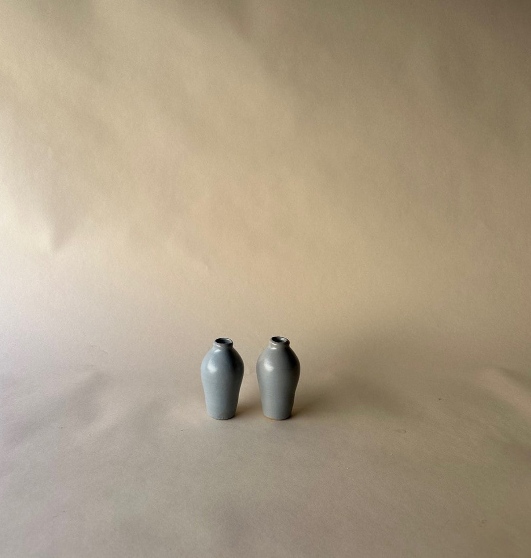Blue ceramic bud vases ~ mini