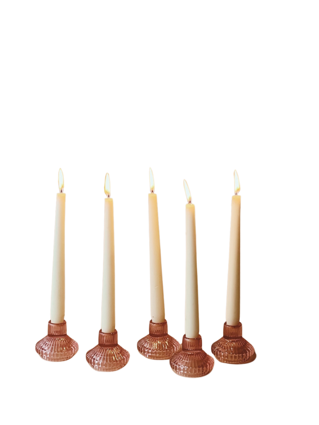 Pink glass candlesticks