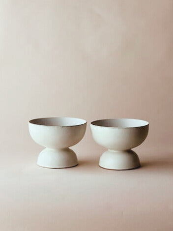 Semi circle pottery footed bowl