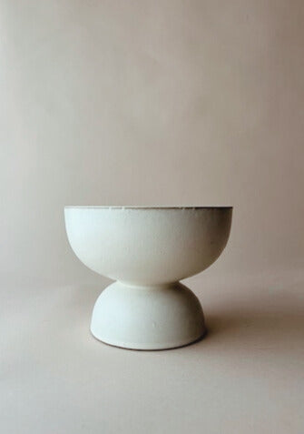 Semi circle pottery footed bowl