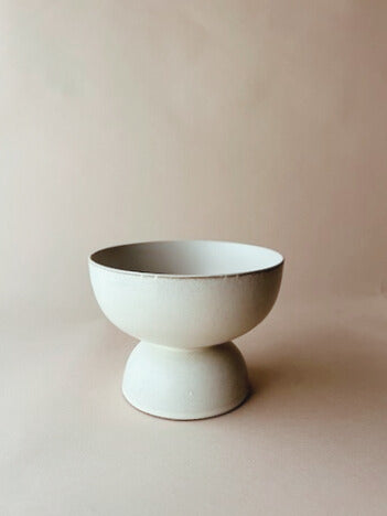 Semi circle pottery footed bowl
