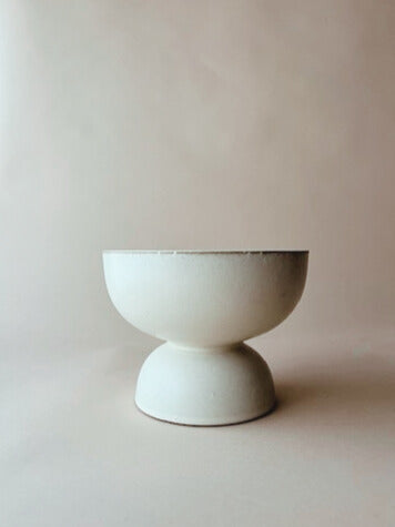 Semi circle pottery footed bowl