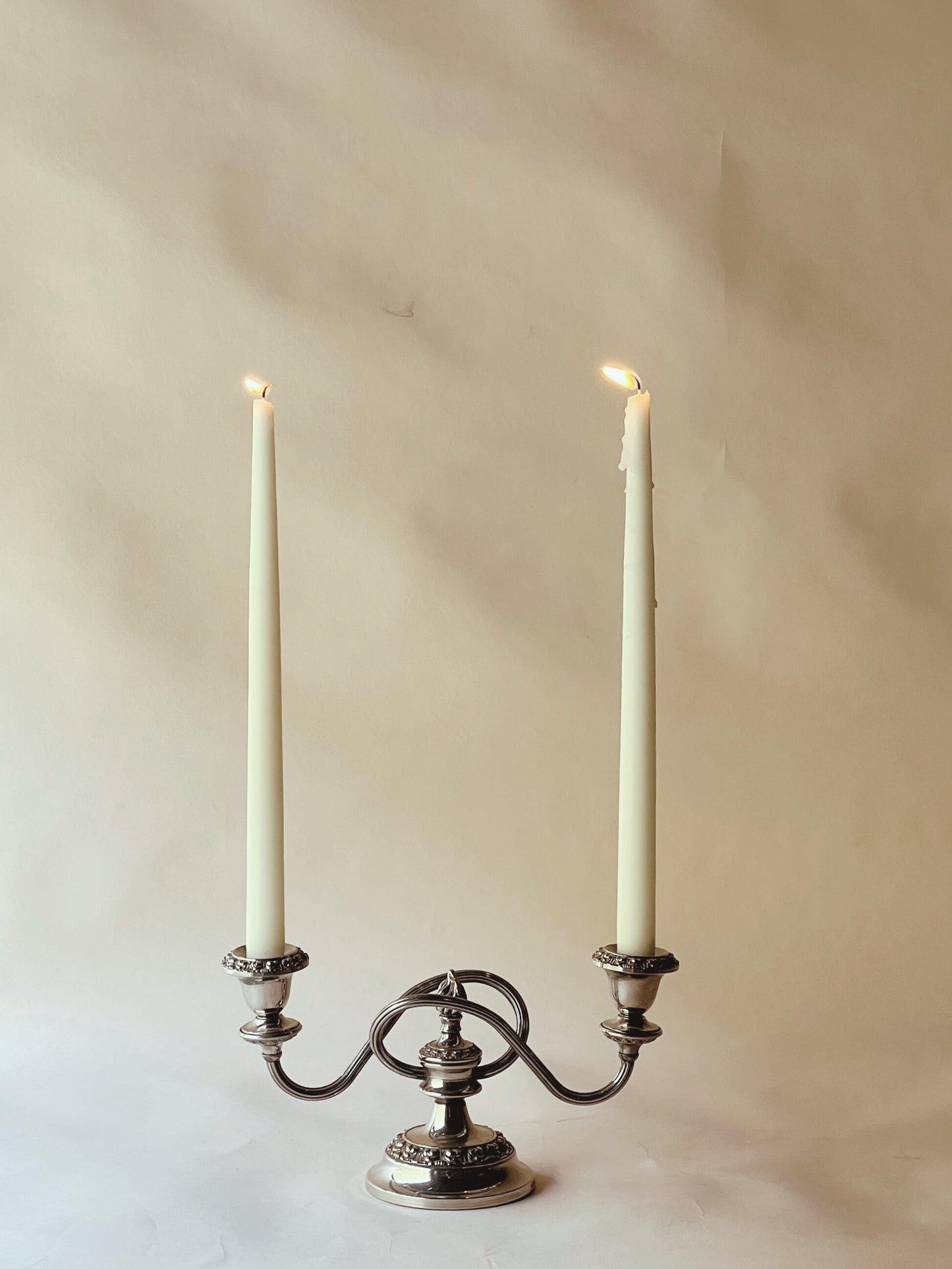 Lanthe double silver plated candlesticks ~ short