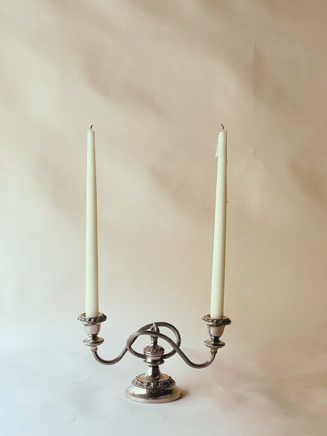 Lanthe double silver plated candlesticks ~ short