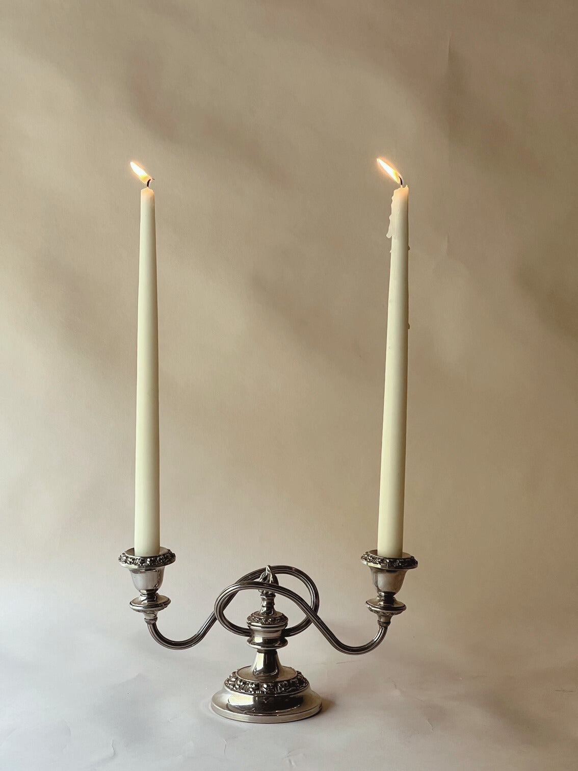 Lanthe double silver plated candlesticks ~ short