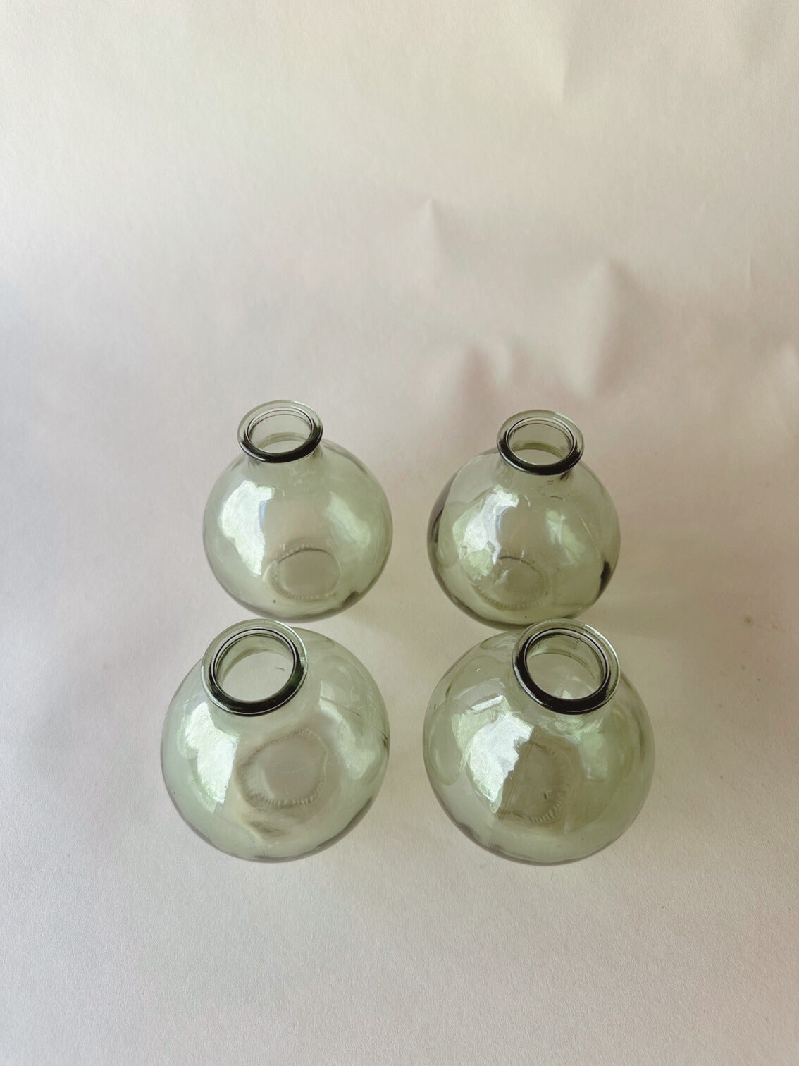 Green glass globe vase ~ Small