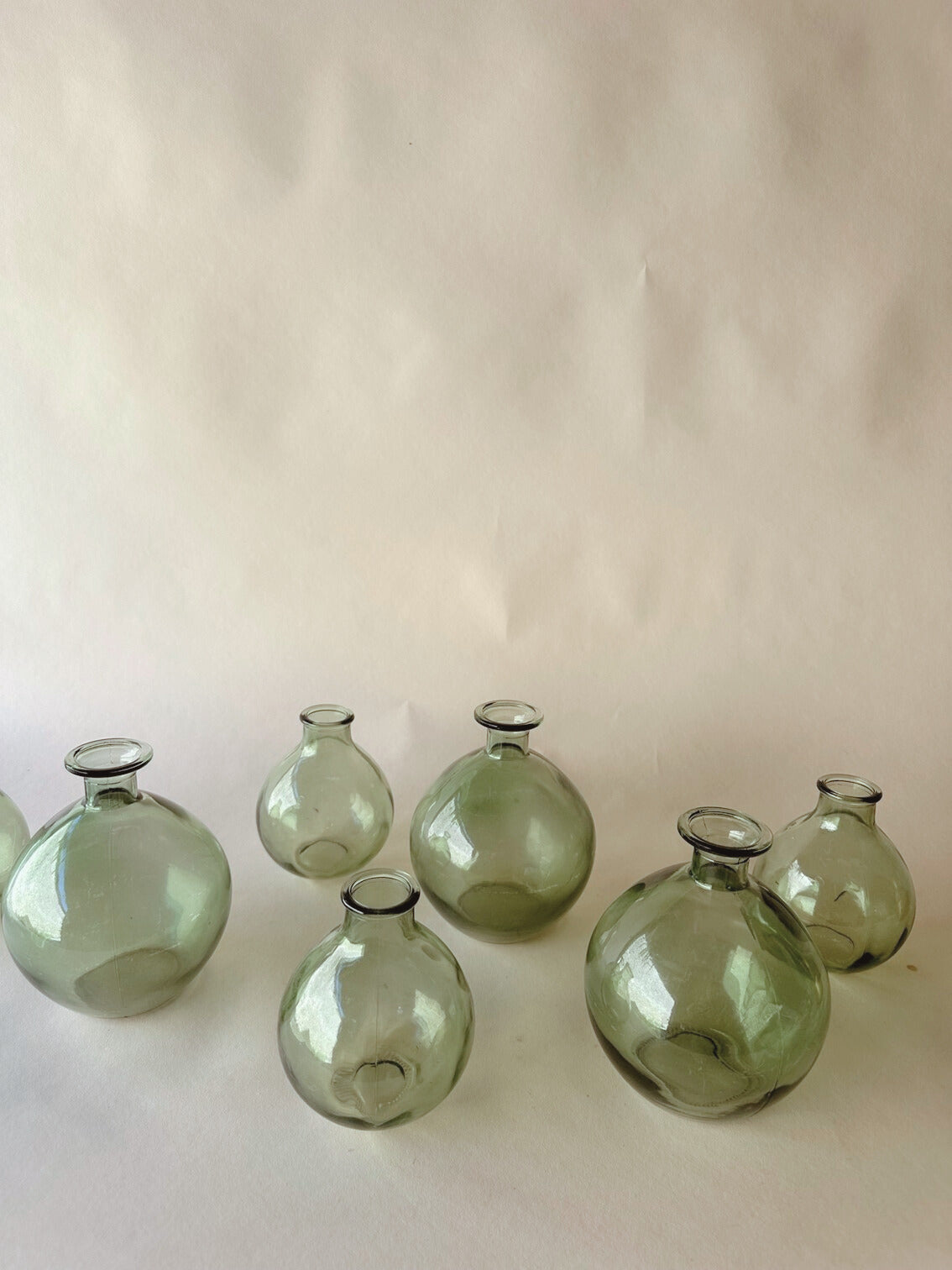 Green glass globe vase ~ Small