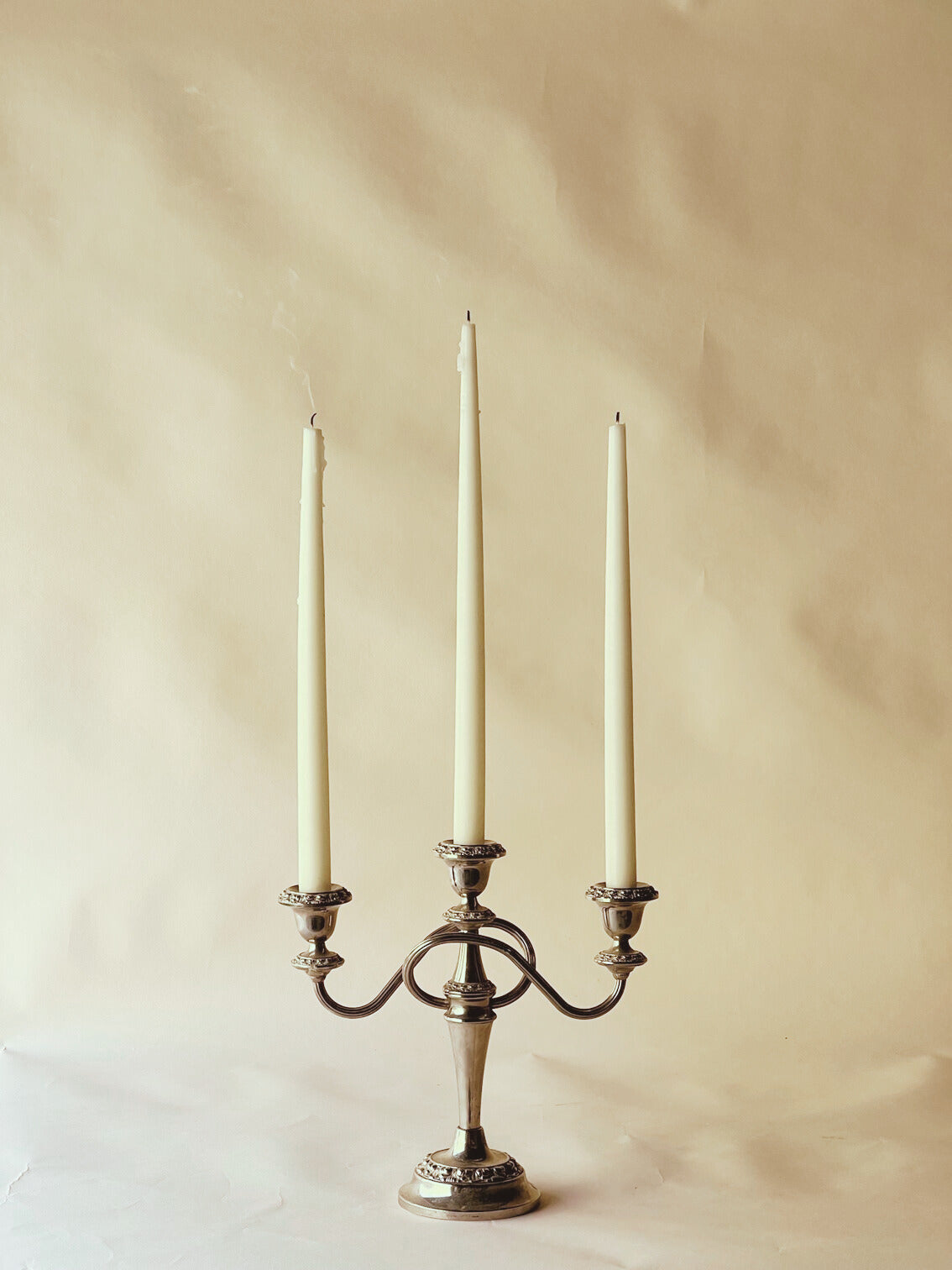 Lanthe triple silver plated candlesticks ~ medium