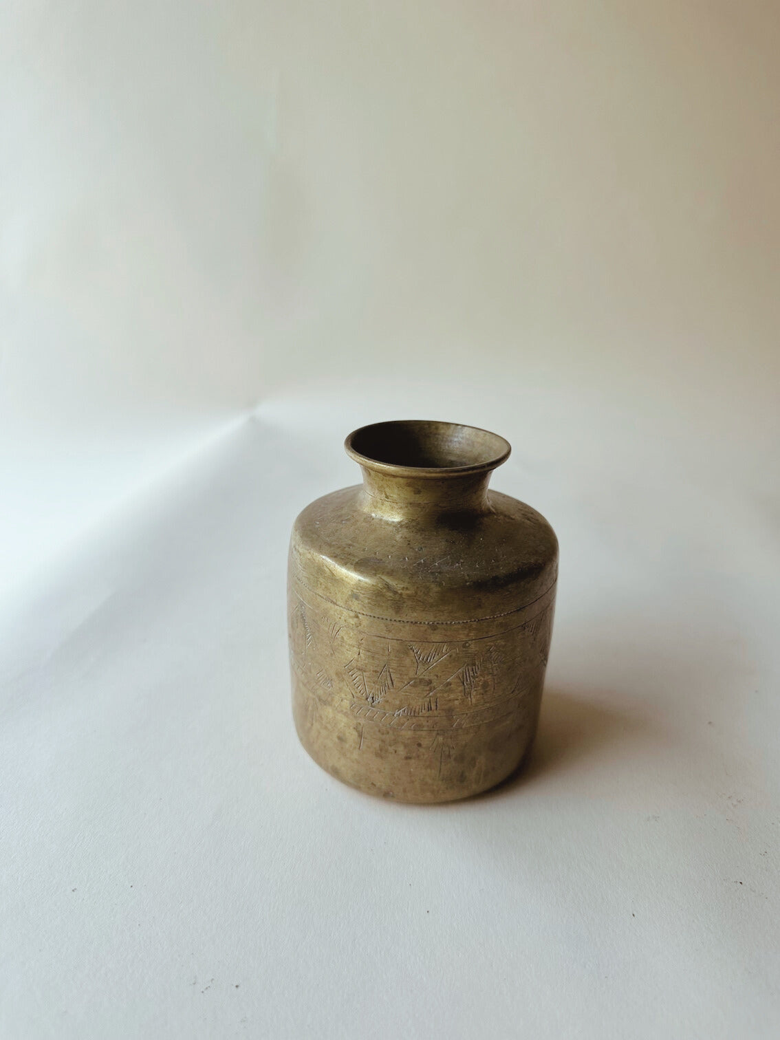Tarnished brass etched vases ~ small