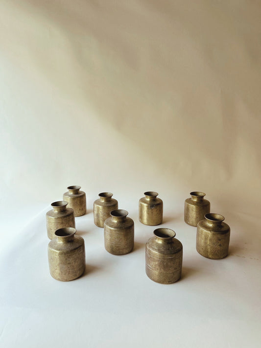 Tarnished brass etched vases ~ small