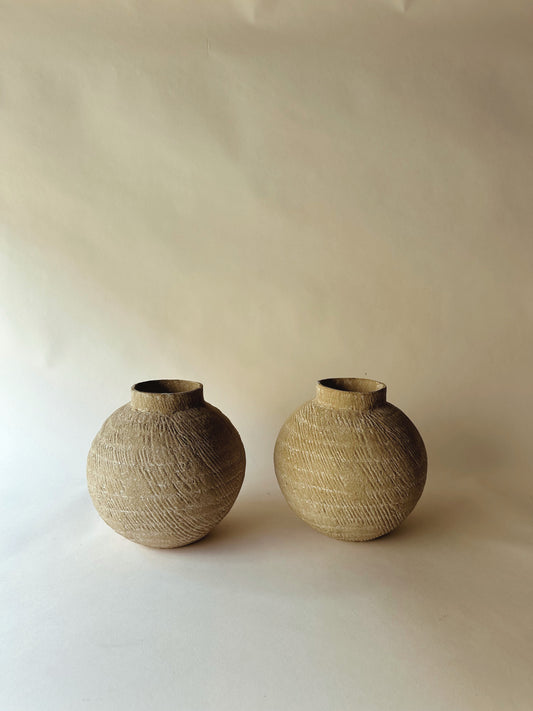 Textured stone vase