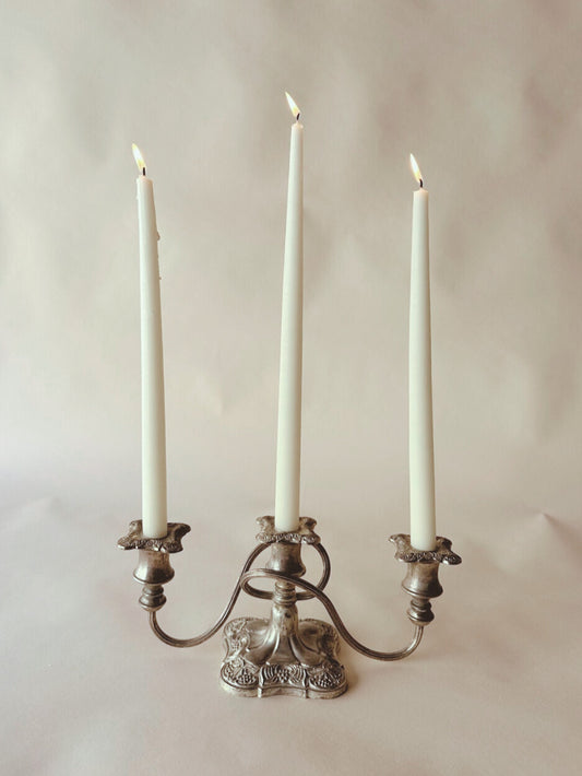 Grapevine Triple silver plated candlestick ~ short