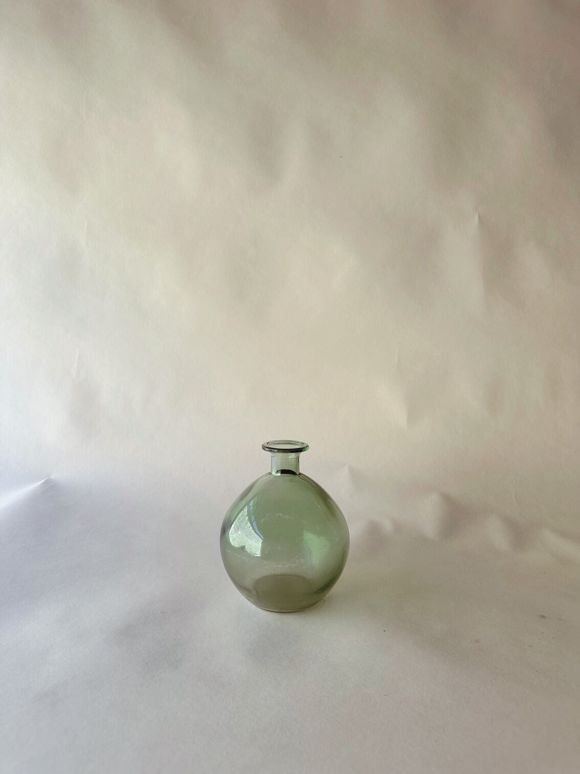 Green glass globe bud vases ~ large