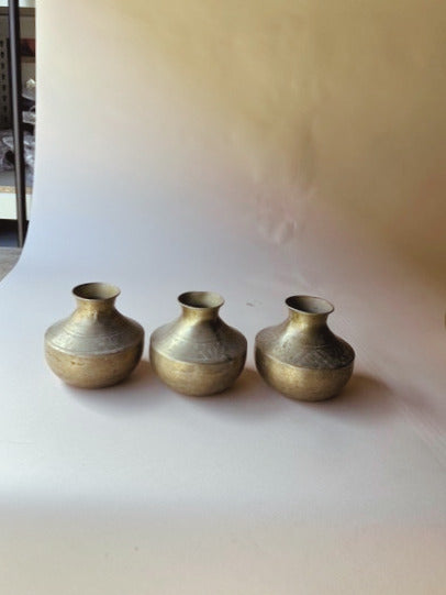 Tarnish brass etched vases ~ large