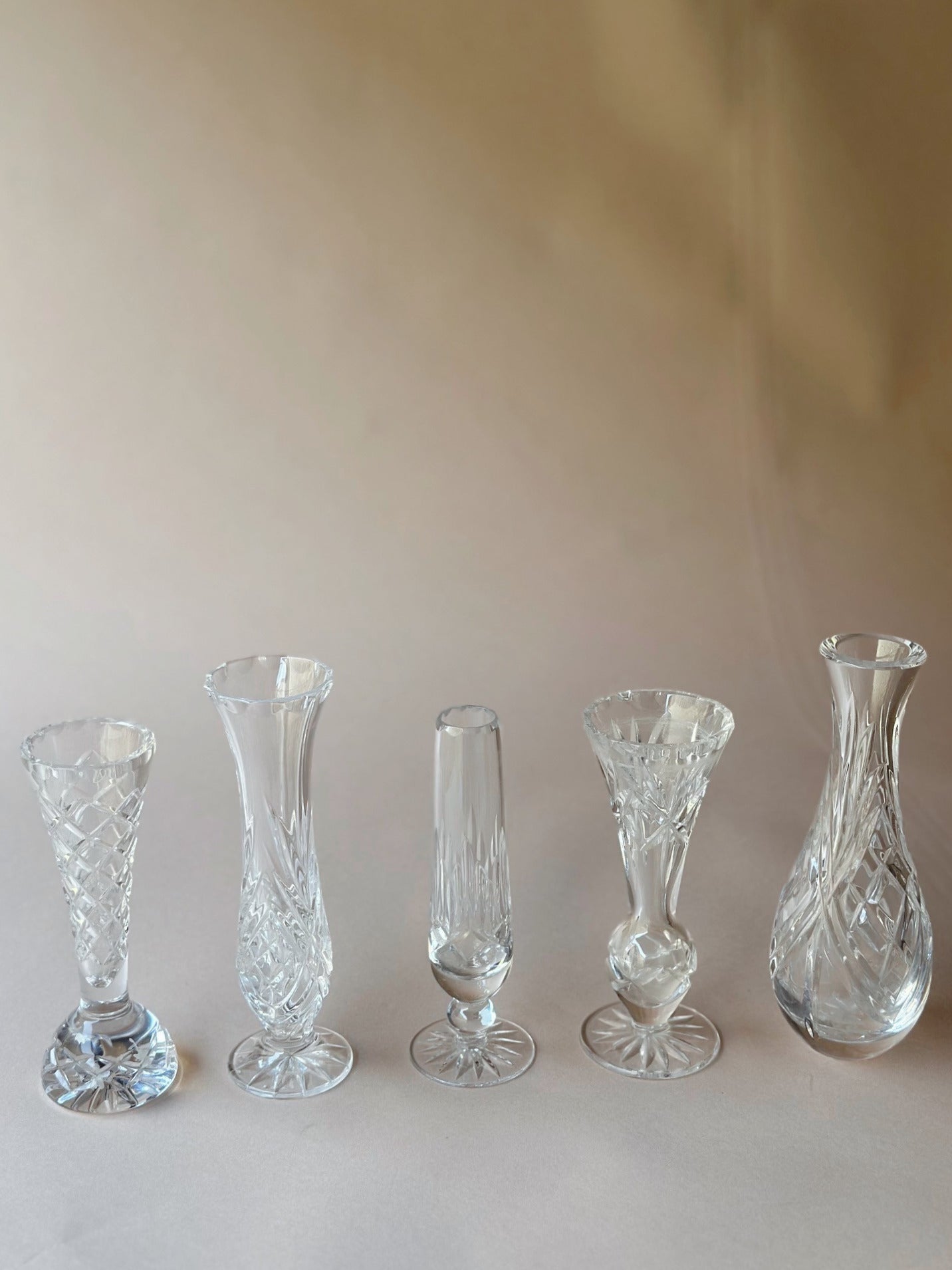 Cut glass bud vases ~ tall