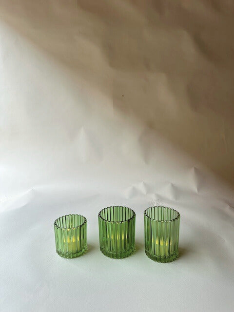Ribbed pea green tumblers