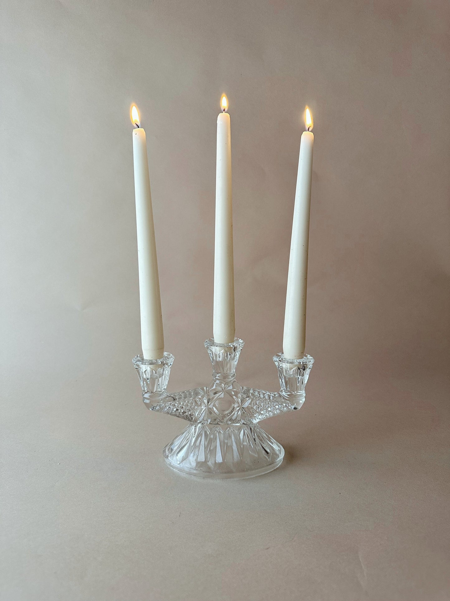 Glass 3 arm candlesticks