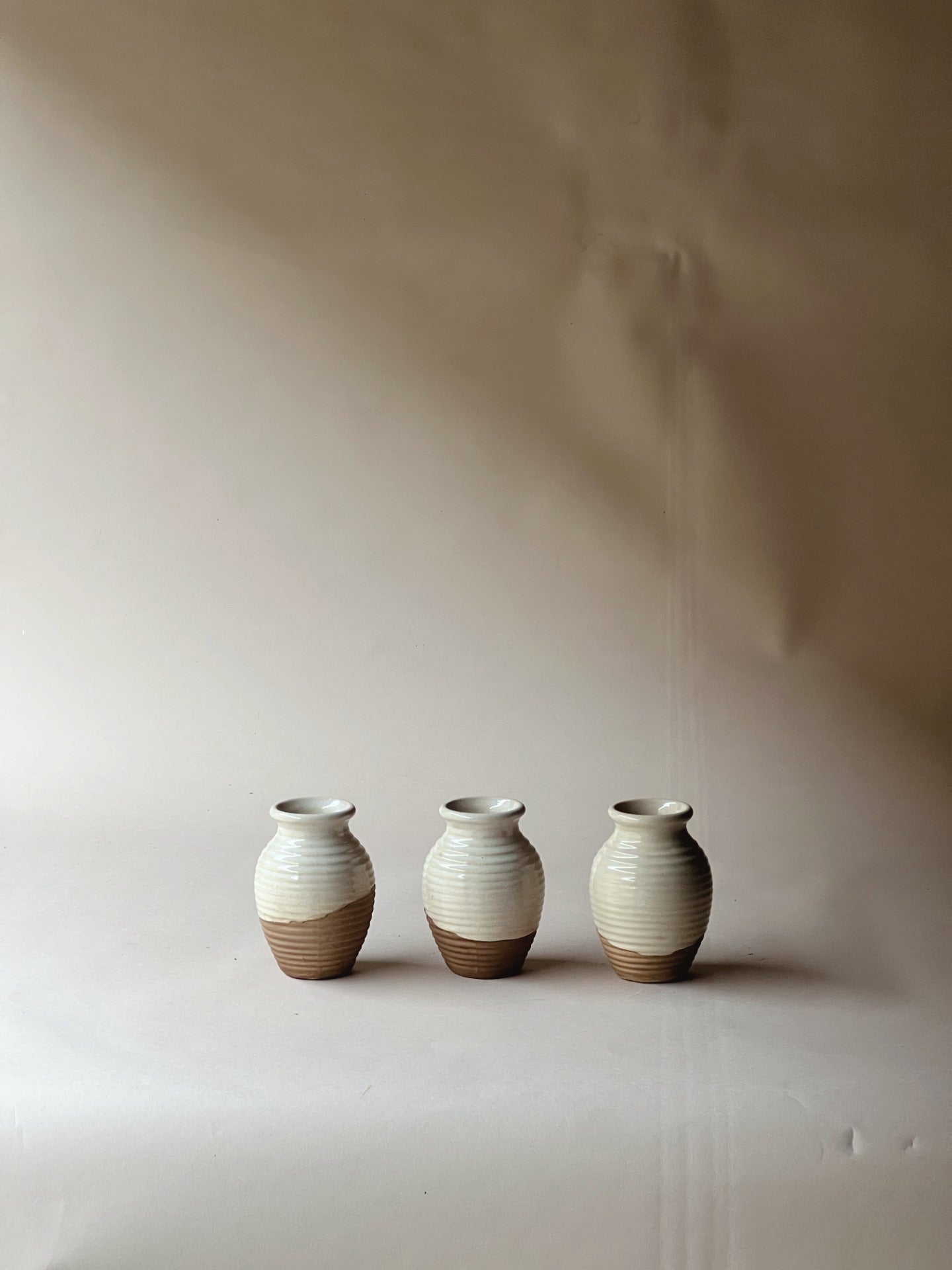 Ribbed pottery honey jars