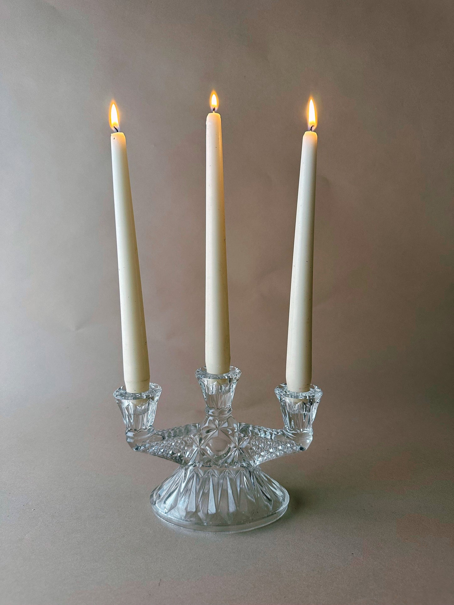 Glass 3 arm candlesticks