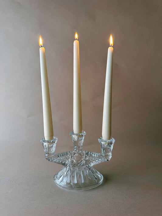 Glass 3 arm candlesticks
