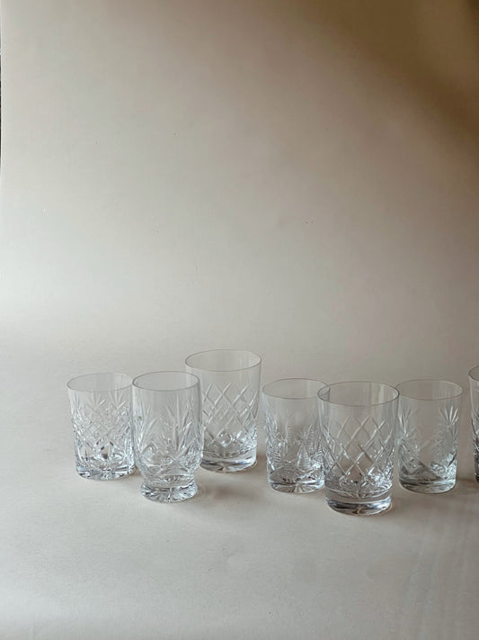 Mixed cut glass tumblers ~ small