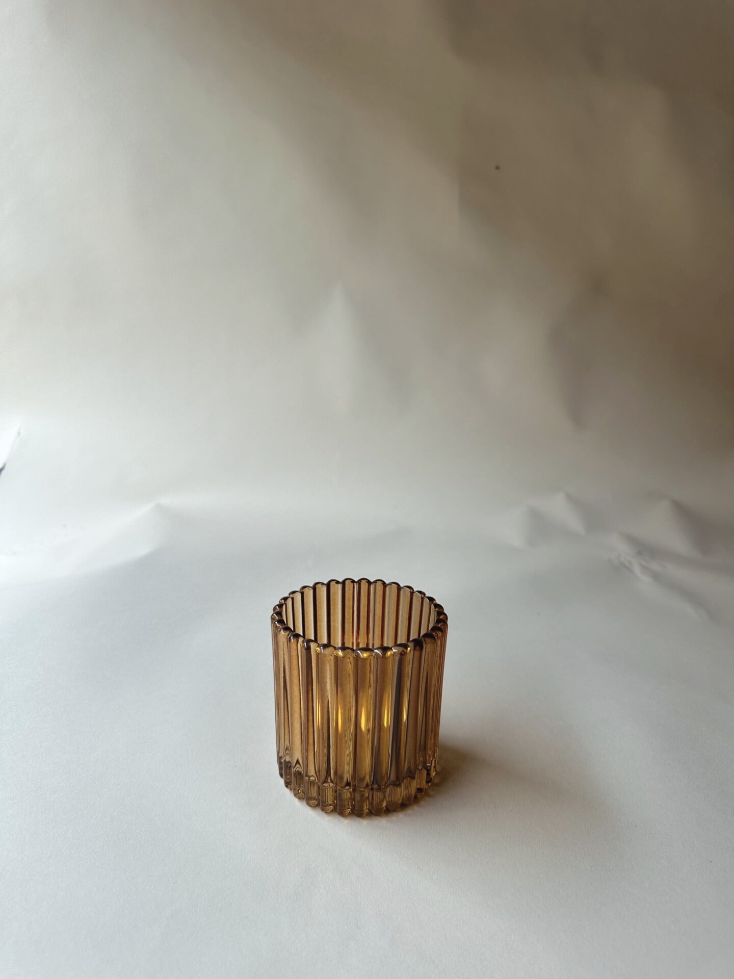 Ribbed amber tumblers