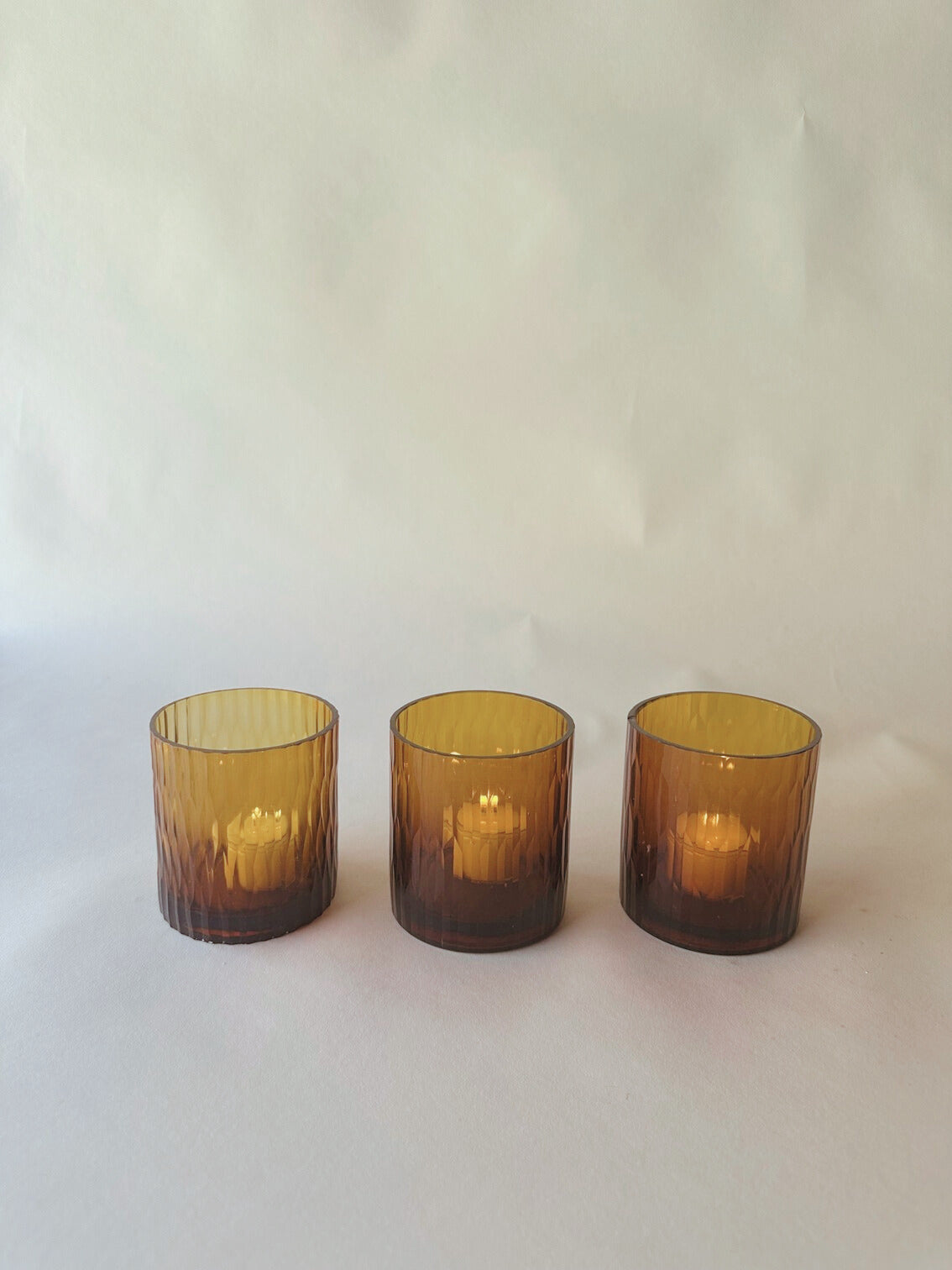 Cut glass amber tumblers
