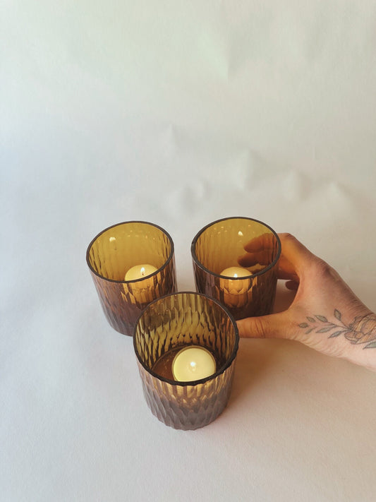 Cut glass amber tumblers