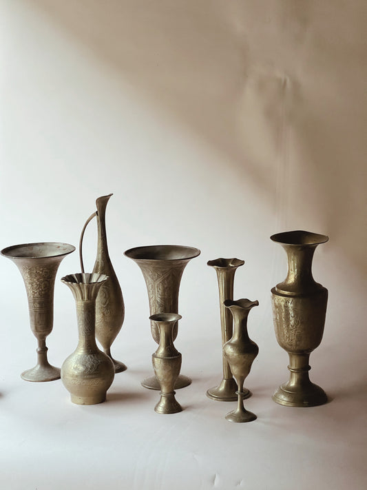 Vintage brass bud vases