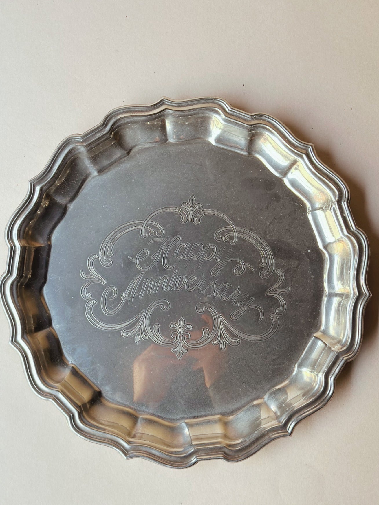 Silver vintage anniversary tray ~ medium