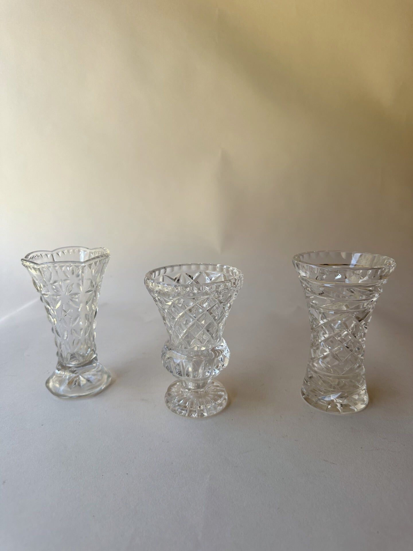 Cut glass bud vases ~ small